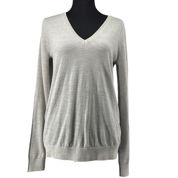 CLUB Monaco merino wool sweater fine knit Color block two tone sz M - Picture 2 of 11